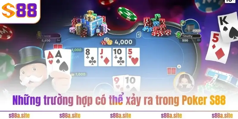 Poker S88VIP - Game bài trí tuệ hot, kịch tính hàng đầu 2 Những trường hợp có thể xảy ra trong Poker S88